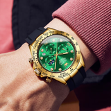 OLEVS Watches for Men 2875 Golden Green