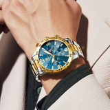 OLEVS Watches for Men 3678 Golden Blue