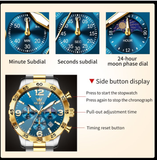 OLEVS Watches for Men 3678 Golden Blue