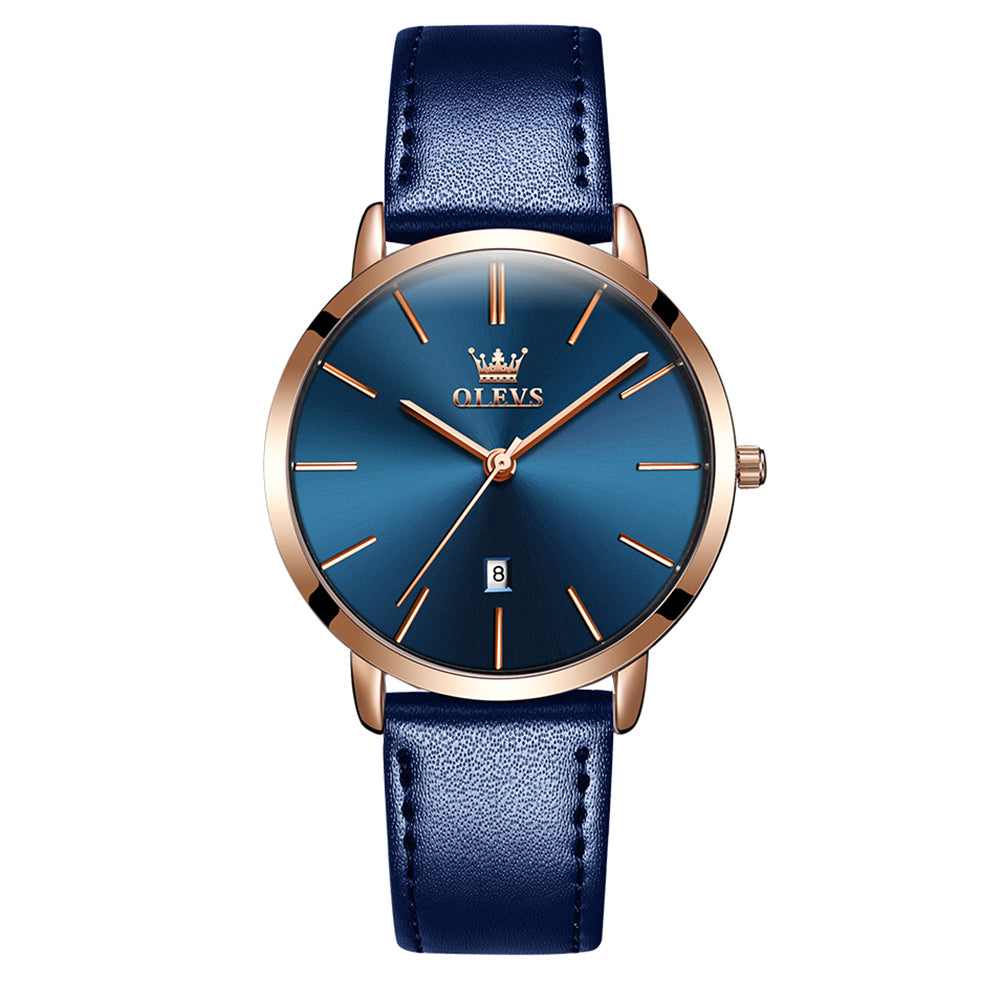 Blue Strap-Blue Dial Rose Trim