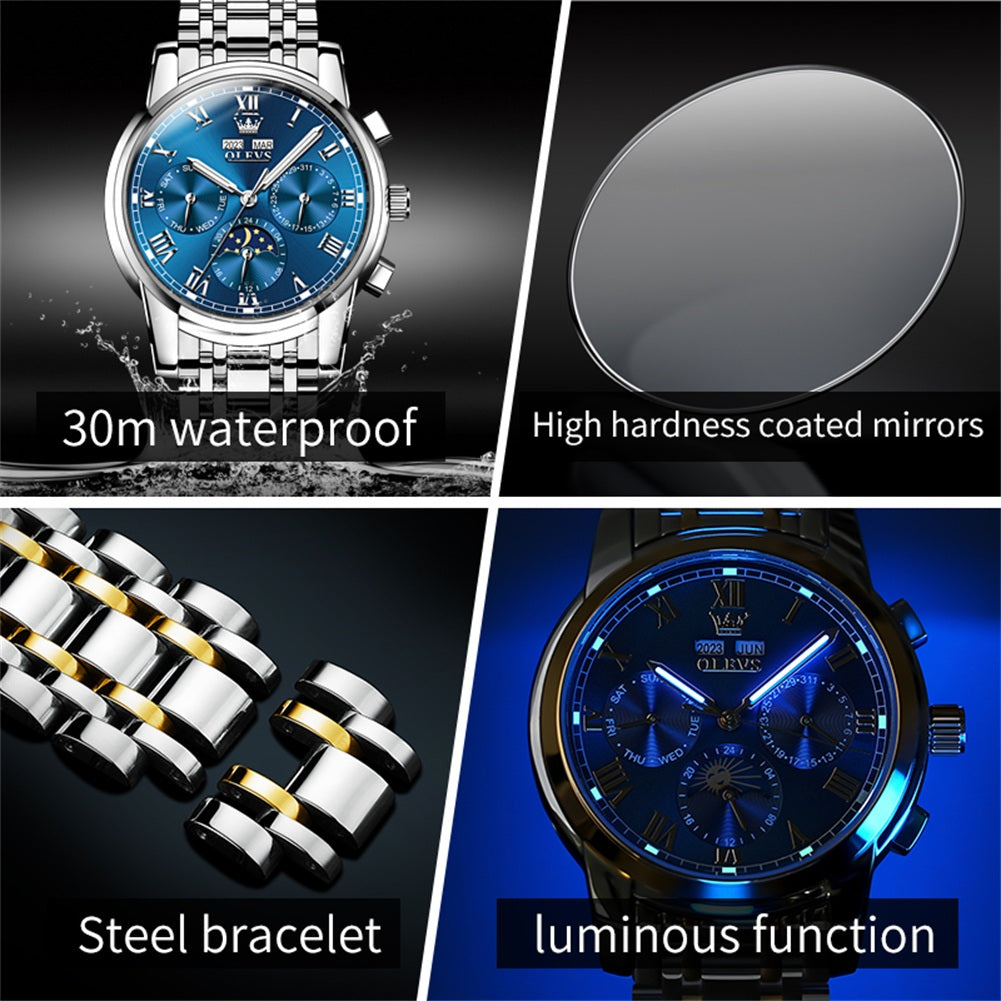 Silver Strap-Blue Dial Silver Trim