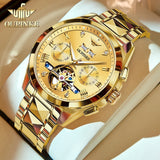 OUPINKE 3186Self Winding Black Watches for Men Luxury Business Dress Mens Watch Reloj Para Hombre
