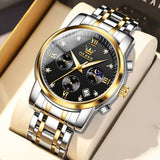Two Tone Strap-Black Dial Gold Trim