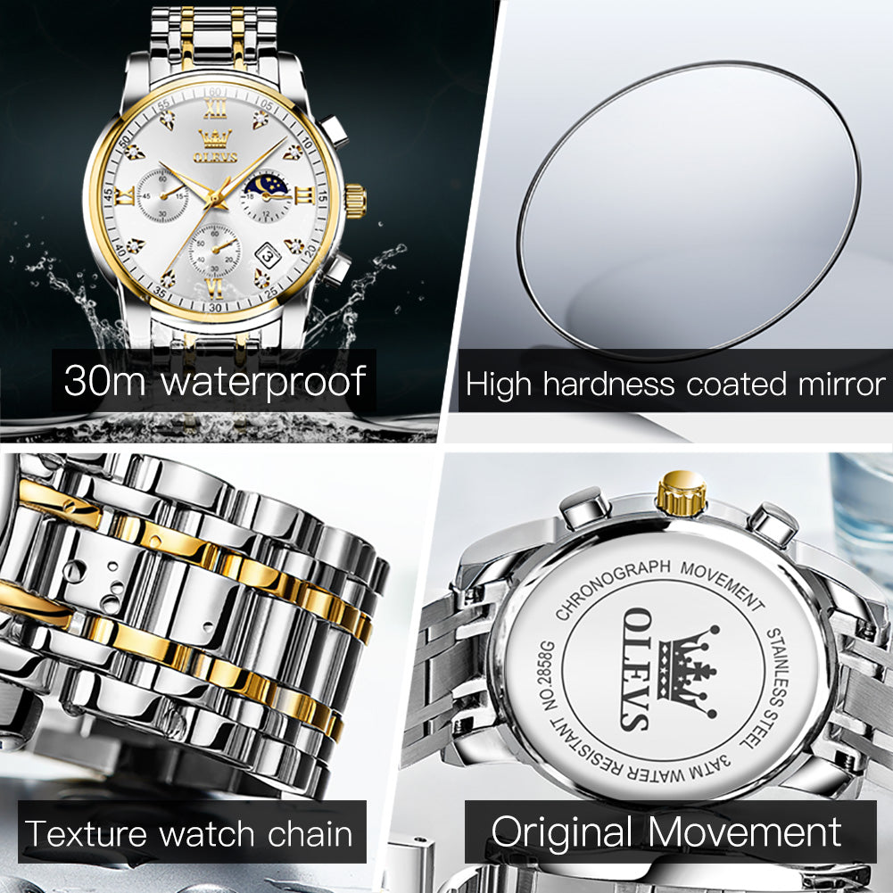 Two Tone Strap-White Dial Gold Trim