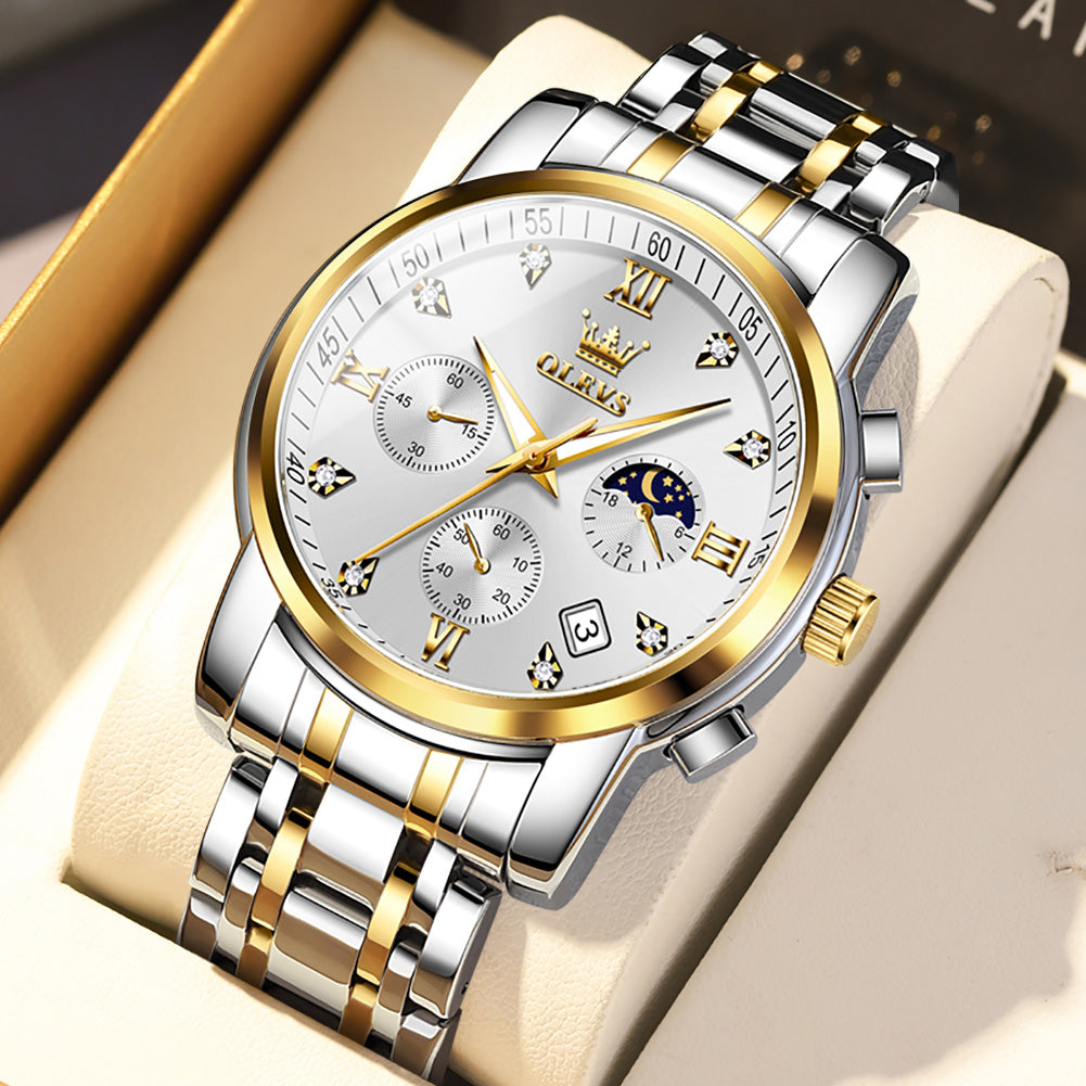 Two Tone Strap-White Dial Gold Trim