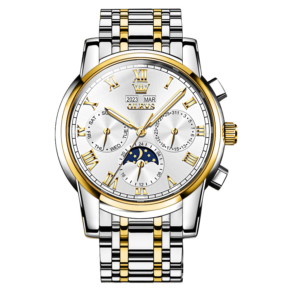 Two Tone Strap-White Dial Gold Trim