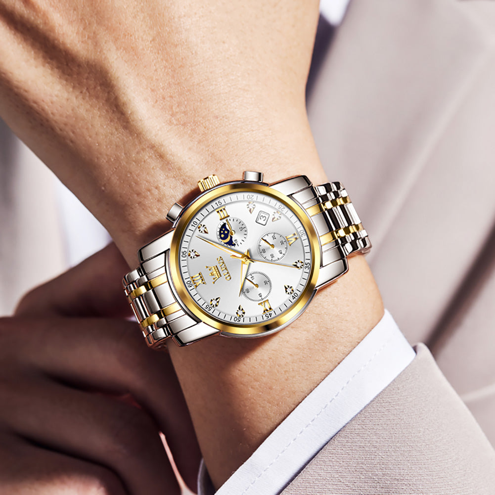 Two Tone Strap-White Dial Gold Trim