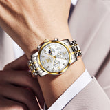 Two Tone Strap-White Dial Gold Trim