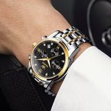Two Tone Strap-Black Dial Gold Trim