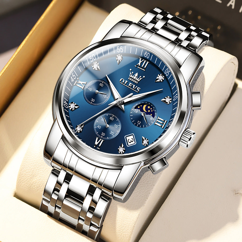 Silver Strap-Blue Dial Silver Trim