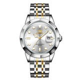 Two Tone Strap-White Dial Silver Trim