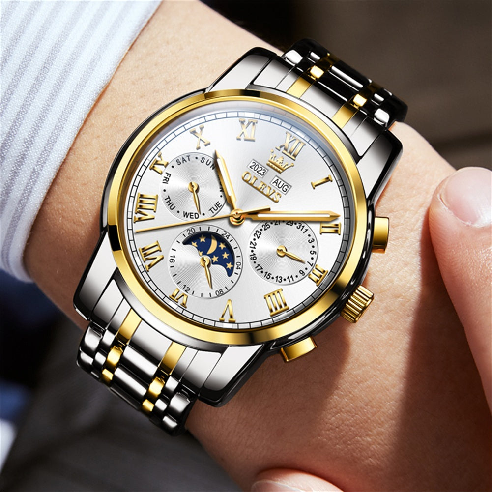 Two Tone Strap-White Dial Gold Trim