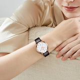 Brown Strap-White Dial Rose Trim