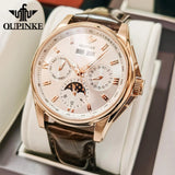 OUPINKE 3189 100% Original Automatic Watches for Mens Self Winding Leather Strap Dress Reloj Male Adult Wristwatch