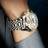 Two Tone Strap-White Dial Gold Trim
