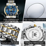 Two Tone Strap-Blue Dial Gold Trim