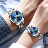 Two Tone Strap-Blue Dial Silver Trim