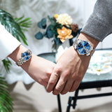Two Tone Strap-Blue Dial Silver Trim