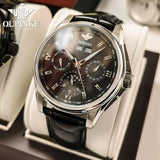 OUPINKE 3189 100% Original Automatic Watches for Mens Self Winding Leather Strap Dress Reloj Male Adult Wristwatch