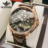 OUPINKE 3189 100% Original Automatic Watches for Mens Self Winding Leather Strap Dress Reloj Male Adult Wristwatch
