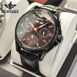 OUPINKE 3189 100% Original Automatic Watches for Mens Self Winding Leather Strap Dress Reloj Male Adult Wristwatch