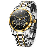 Two Tone Strap-Black Dial Gold Trim