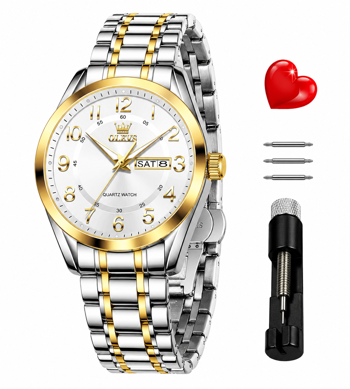 OLEVS Watches for Woman 3666 Golden White