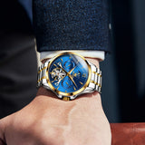 Two Tone Strap-Blue Dial Gold Trim