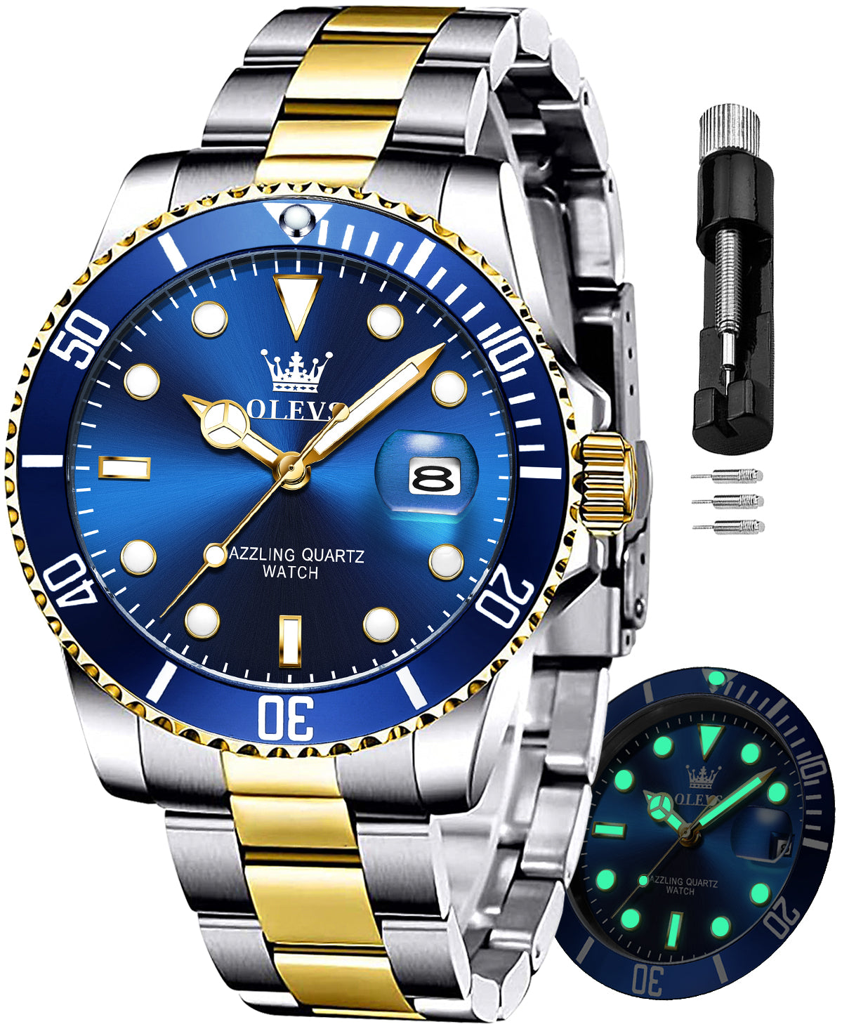 OLEVS Watches for Man 5885 Golden Blue