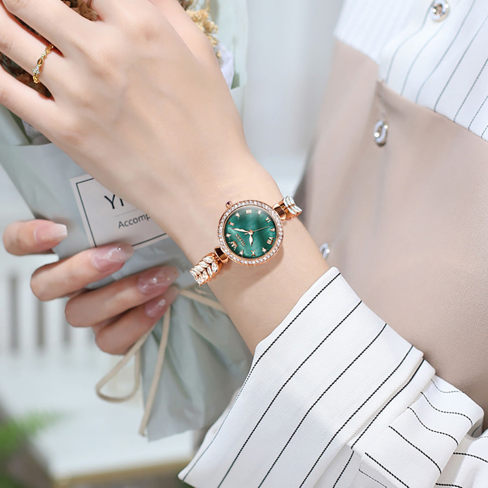 Rose Strap-Green Dial Rose gold Trim