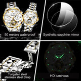 OLEVS 3186+3202 Couple Pair Watches Set Automatic Mechanical Self Winding Dress Matching Watch for His and Hers Valentines Day Gifts
