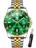 OLEVS Watches for Man 9809 Golden Green