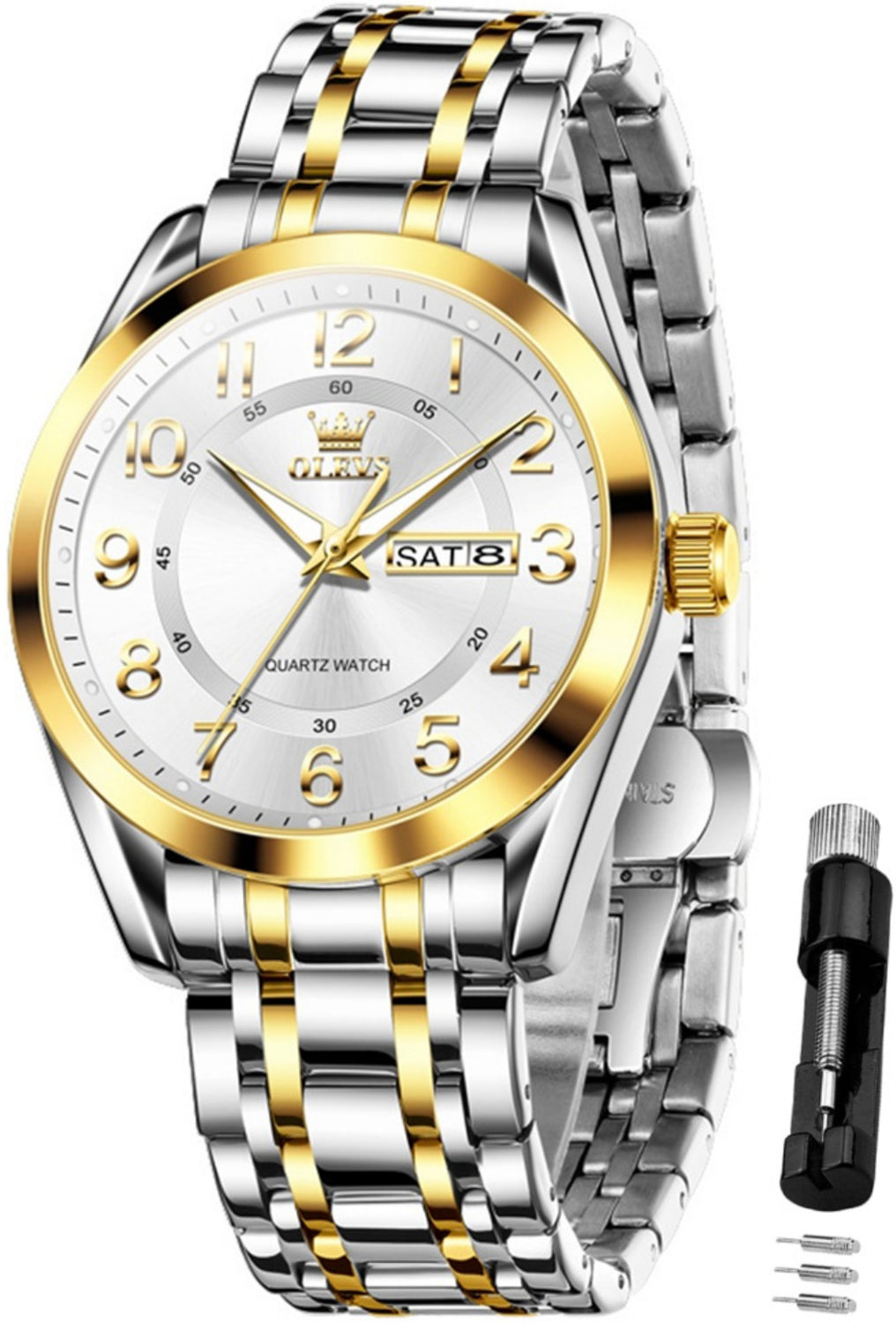 OLEVS Watches for Man 3666 Golden White