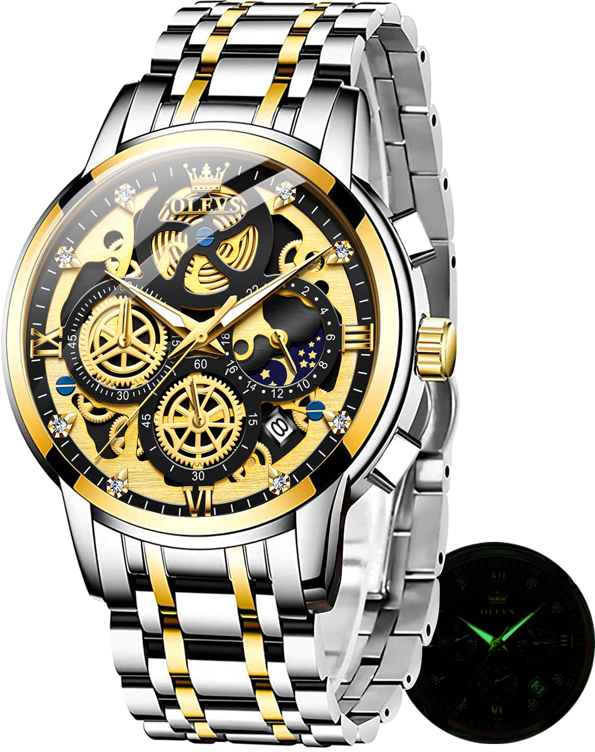 OLEVS Watches for Man 9947 Golden Black