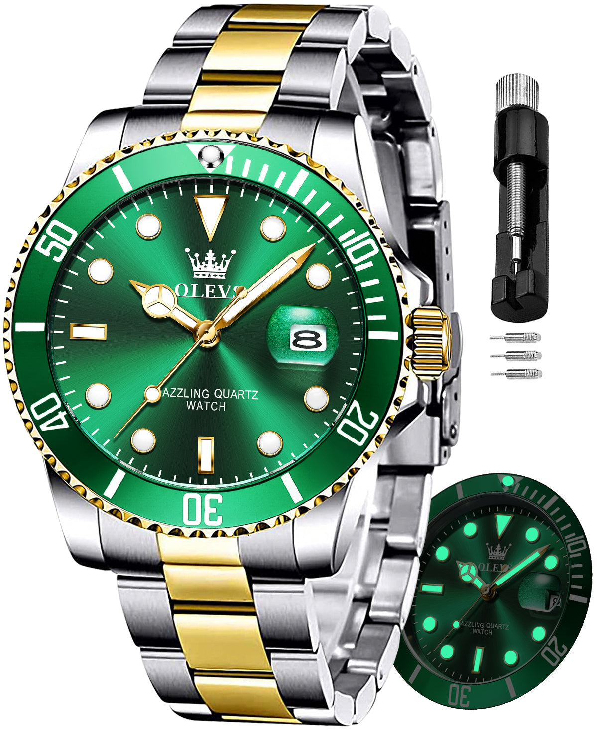 OLEVS Watches for Man 5885 Golden Green