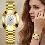 OLEVS Watches for Woman 7008 Golden White
