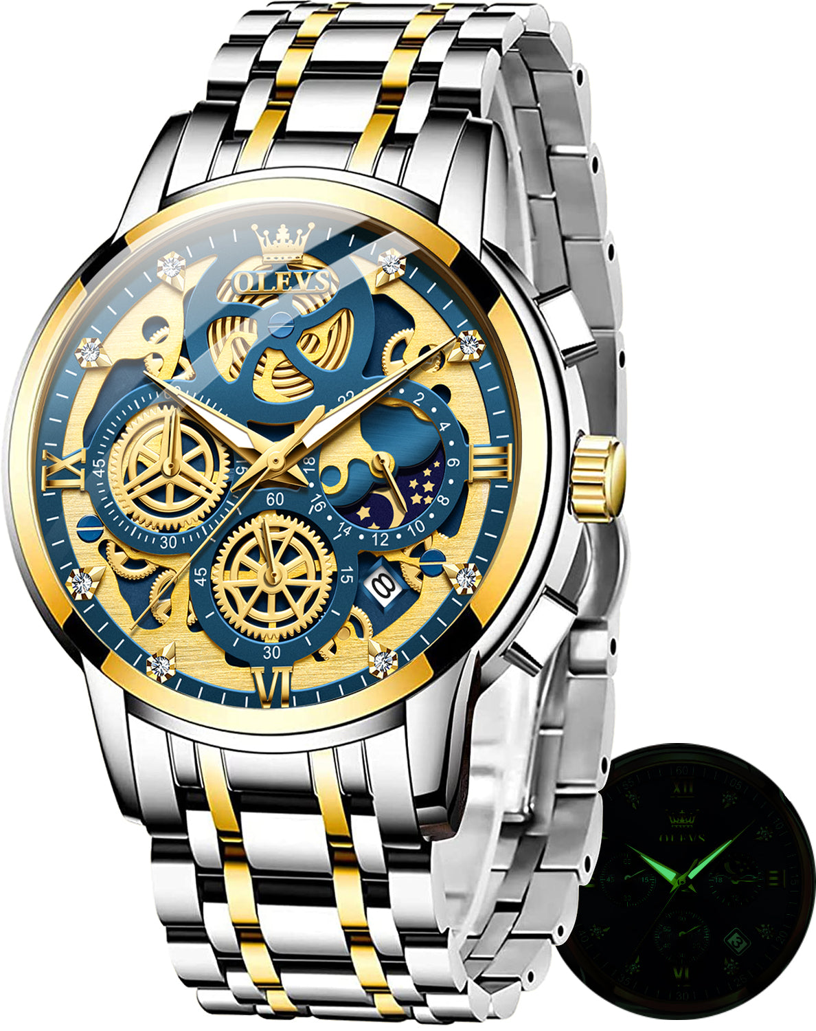 OLEVS Watches for Man 9947 Golden Blue