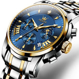 OLEVS Watches for Man 2892 Golden Blue