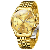 OLEVS 3620 Watches for Men Business Dress Analog Quartz Date Stainless Steel Easy Read Waterproof Luminous Luxury Casual Mens Wrist Watches Reloj Para Hombre Gold/Silver/Blue