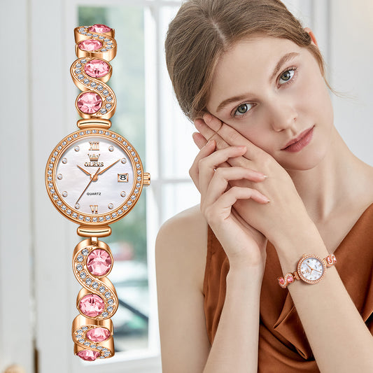 OLEVS 5633 Watches for Womens Luxury Dress Classic Analog Quartz Stainless Steel Waterproof Date Fashion Ladies Wrist Watches Gift Relojes para Mujer Rose Gold/Silver