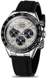 OLEVS 2875 Watches for Men Chronograph Multifunction Diamond Luminous Waterproof Silicone Wrist Watches