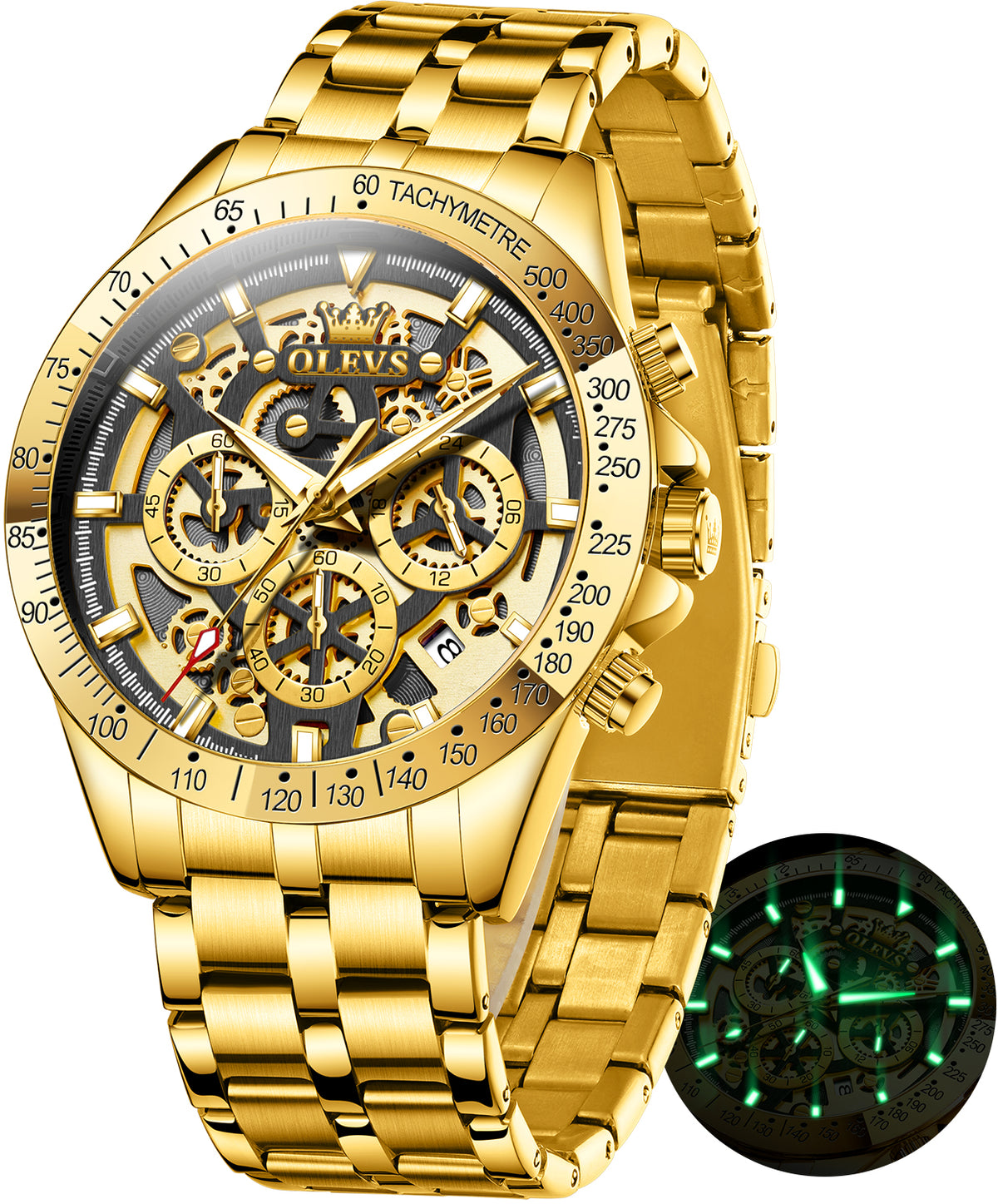 OLEVS Watches for Man 9913 Golden Black
