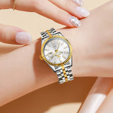 Two Tone Strap-White Dial Gold Trim