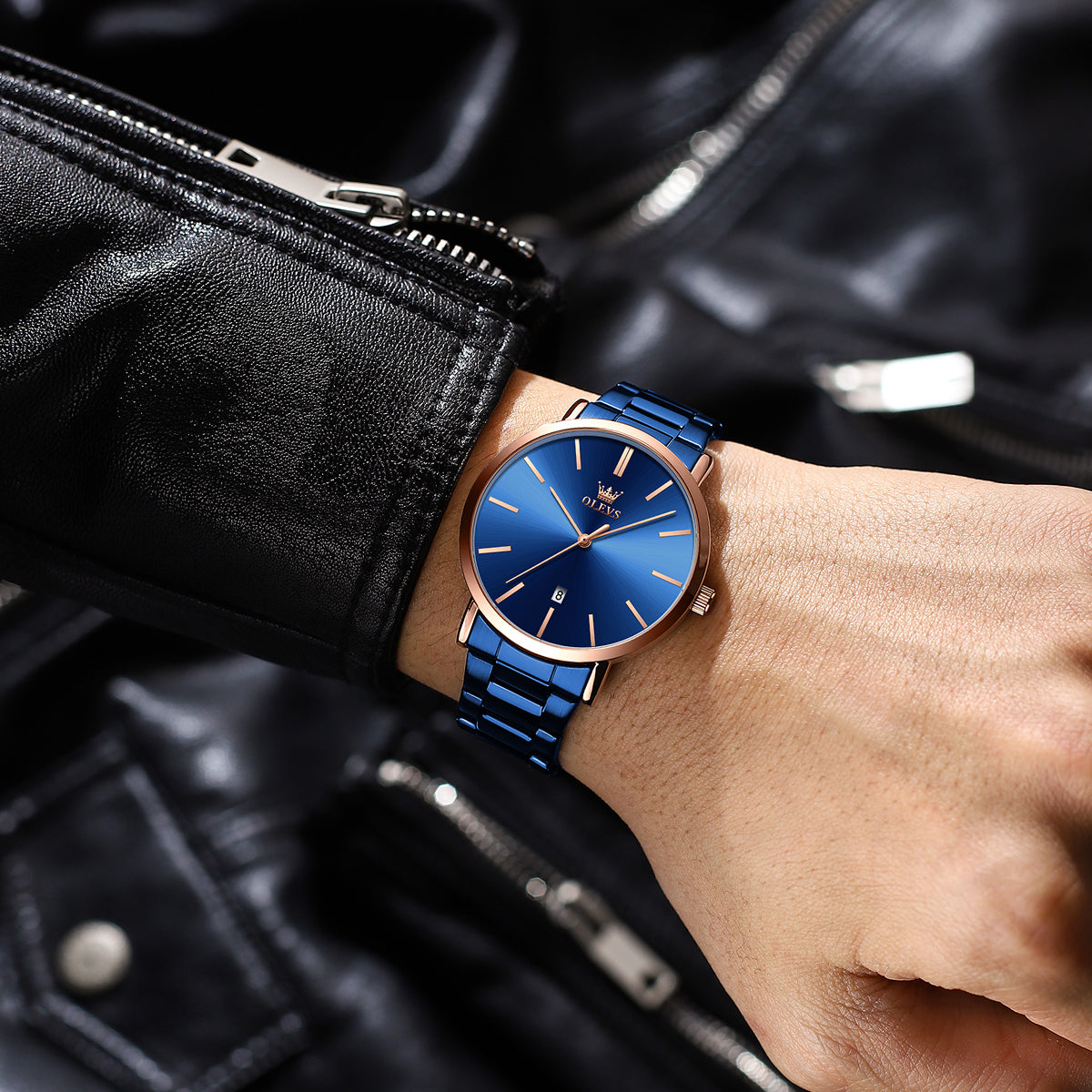 Blue Strap-Blue Dial Rose Trim