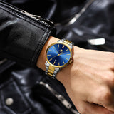 Two Tone Strap-Blue Dial Gold Trim