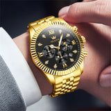 Gold Strap-Black Dial Gold Trim