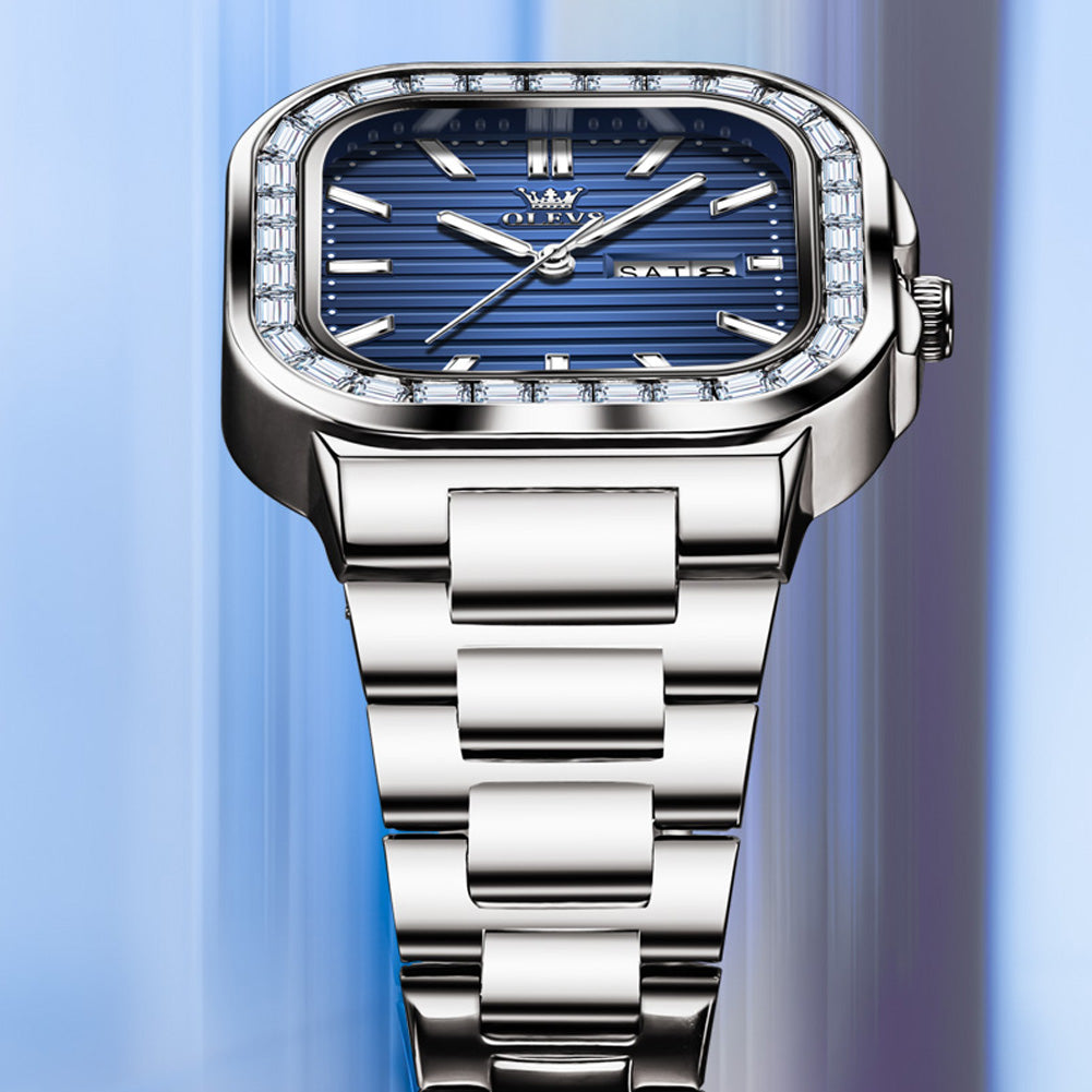 Silver Strap-Blue Dial Silver Trim