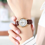 Brown Strap-White Dial Gold Trim