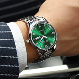 Silver Strap-White Dial Green Trim