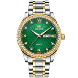 Two Tone Strap - Green Dial Gold Trim